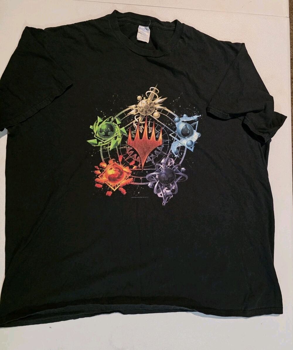 Magic The Gathering T Shirt Mens 2XL MTG Planeswalker Five Color Mana Black